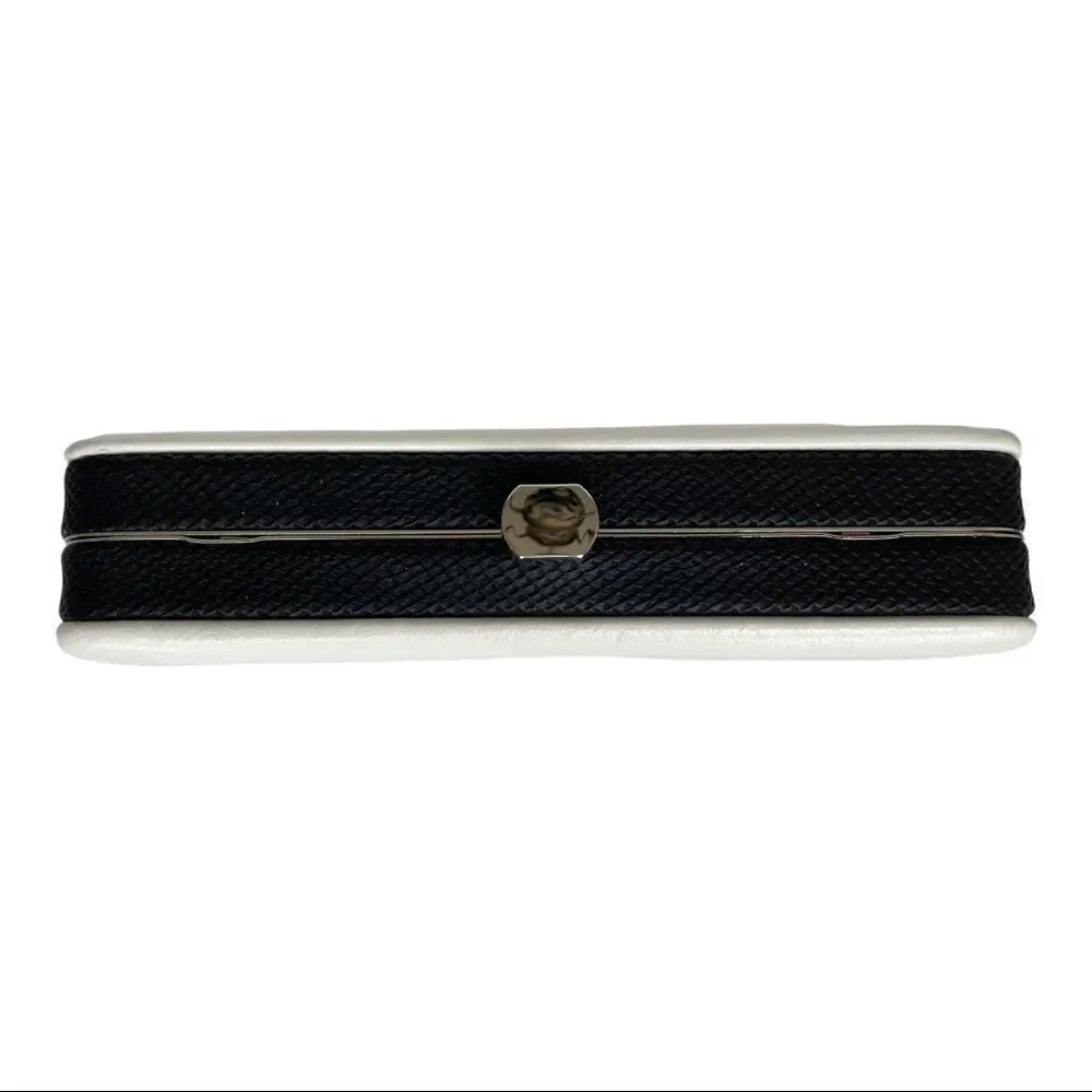 WHITE W/BLACK TRIM BOXED EVENING BAG‎